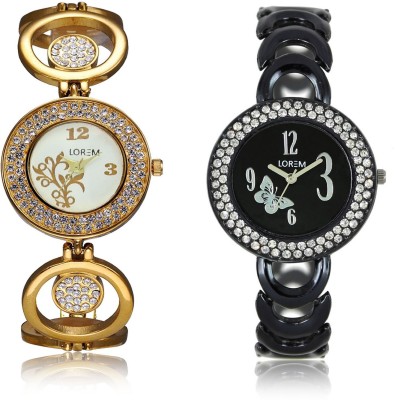 LEGENDDEAL New LR201-204 Exclsive Diamond Studed Black Best Stylish Combo Analog Watch  - For Girls   Watches  (LEGENDDEAL)