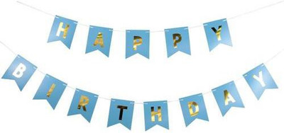 

Wanna Party Happy Birthday Gold Foil Banner Banner(10 ft, Pack of 1)