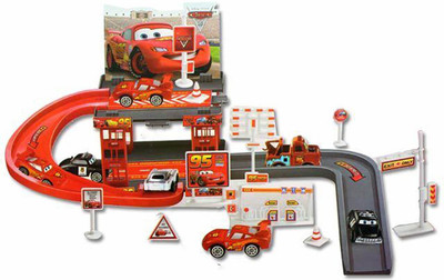 

Kiditos McQueen Mater Car Park Garage Racing Track Playset Toy - 29 Pcs(Multicolor)