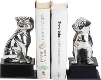 

Sammsara Sammsara Decorative Pugsy Dog Bookend Set of 2 | Unique Heavy Metal Bookends for Office décor,Kitchen,Living Room,Home Aluminium Book End(Silver, Pack of 2)