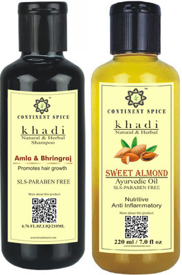 

Continent Spice KHADI NATURAL & HERBAL AMLA BHRINGRAJ SHAMPOO (SLS-Paraben Free) WITH SWEET ALMOND OIL - CS682005(Set of 2)