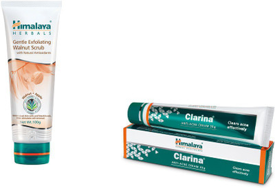 

Himalaya Gentle Exfoliating Walnut Scrub, Clarina Anti Acne Cream(Set of 2)