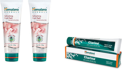 

Himalaya Refreshing Fruit Pack, Clarina Anti Acne Cream, Refreshing Fruit Pack(Set of 3)