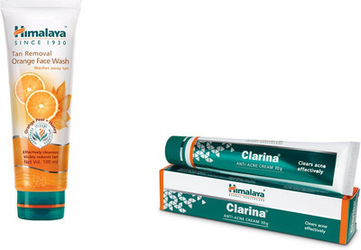

Himalaya Tan Removal Orange Face Wash, Clarina Anti Acne Cream(Set of 2)