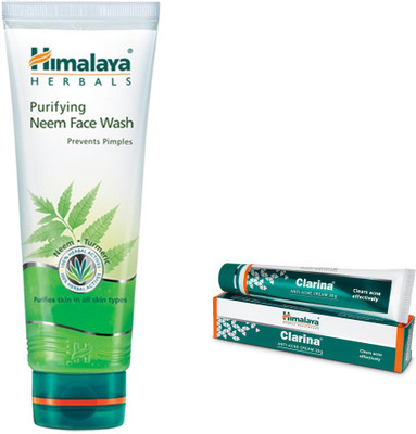 

Himalaya Purifying Neem Face Wash, Clarina Anti Acne Cream(Set of 2)