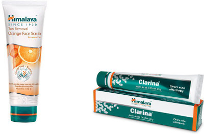 

Himalaya Tan Removal Orange Face Scrub, Clarina Anti Acne Cream(Set of 2)