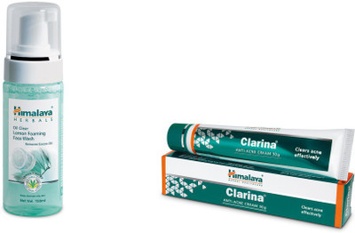 

Himalaya Oil Clear Lemon Foaming Face Wash, Clarina Anti Acne Cream(Set of 2)