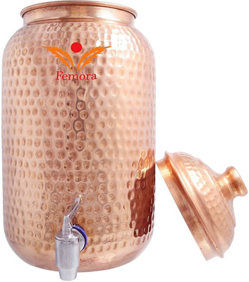 

Femora Handmade High Quality Pure Solid Copper Water Pot Tank Matka - 8000 ml Copper Utility Box(Brown)