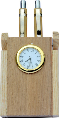 

M J Style 2 Compartments Wood Pen Stand(Wooden)