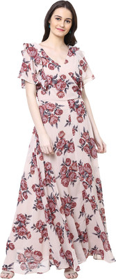 HARPA Women Maxi Beige Full Length Dress