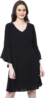 HARPA Women Shift Black Knee Length Dress
