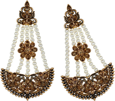 JEWELS GURU Diva Style Cubic Zirconia Alloy Chandbali Earring