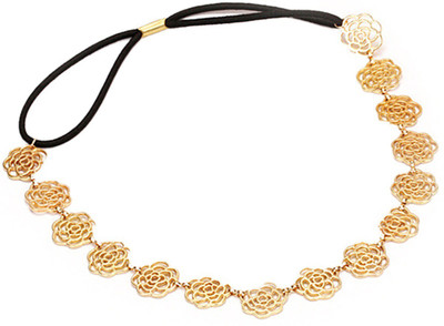 

BLINGG Hollow Rose Flower Headband Head Band(Gold)