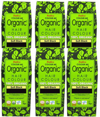 RADICO Certified Organic Soft Black (6 IN 1 Pack) Hair Color(100 g)
