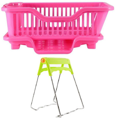 

Evana Optra Dish Rack With Plate Lifter Plastic Kitchen Rack(Multicolor)