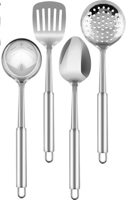 

Homescapes 4 Pcs. Tube Handle Royal Steel Kitchen Tool Set(Steel)