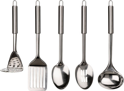 

Homescapes 5 Pcs Tube Handle Royal Steel Kitchen Tool Set(Steel)