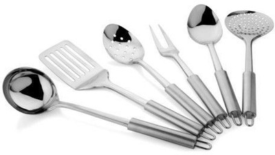 

Homescapes 6 Pcs.Tube Handle Royal Steel Kitchen Tool Set(Steel)