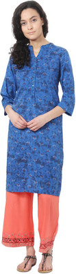 PEOPLE Women Printed Straight Kurta(Blue) PEOPLE Women Printed Straight Kurta(Blue)