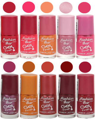 

Fashion Bar Velvet Gel Finish Nail Polish Red, Pink, Purple, Orange(Pack of 10)