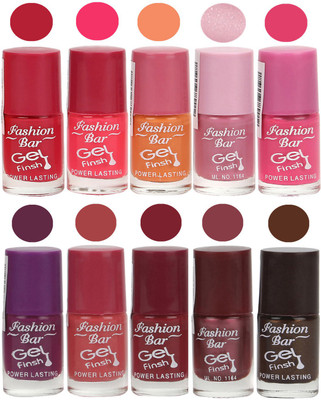 

Fashion Bar Velvet Gel Finish Nail Polish Red, Pink, Purple(Pack of 10)