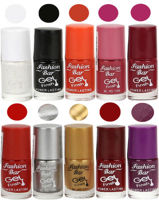 

Fashion Bar Velvet Gel Finish Nail Polish White, Black, Orange, Purple, Red, Grey, Gold, Purple(Pack of 10)