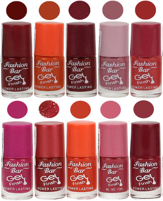 

Fashion Bar Velvet Gel Finish Nail Polish Orange, Purple, Pink, Brown(Pack of 10)