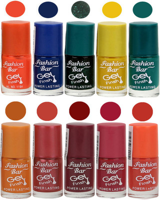 

Fashion Bar Velvet Gel Finish Nail Polish Orange, Blue, Green, Yellow, Green, Orange, Red, Brown, Pink, Orange(Pack of 10)