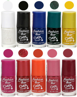 

Fashion Bar Velvet Gel Finish Nail Polish White, Black, Blue, Green, Yellow, Pink, Red, Orange, Brown(Pack of 10)