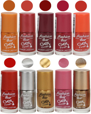 

Fashion Bar Velvet Gel Finish Nail Polish Orange, Red, Pink, Orange, Red, Grey, Gold, Pink, Gold(Pack of 10)