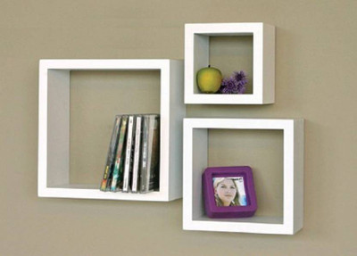 

Onlineshoppee Square Nesting MDF Wall Shelf(Number of Shelves - 3, White)