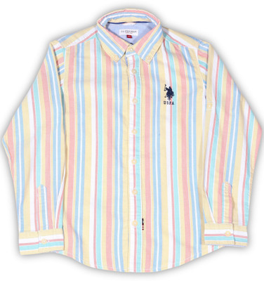 

US Polo Kids Boys Striped Casual Yellow Shirt, Lt yellow