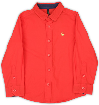 

United Colors of Benetton Boys Solid Casual Red Shirt, 10v