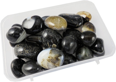 

estore 200 gm 100% Natural Sulemani Akik hakik Tumbled Stone Crystal Healing Gemstone for remove evils and for protection and power Decorative Showpiece - 2 cm(Stoneware, Black)