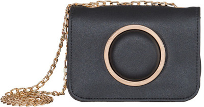 

peaubella Women Evening/Party Black Leatherette Sling Bag
