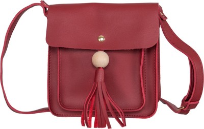 

peaubella Women Casual Maroon Leatherette Sling Bag