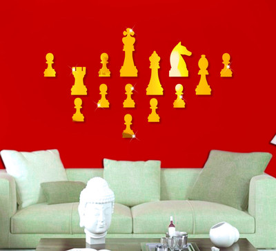 

naveed arts  Acrylic sticker Sticker(Pack of 14, Gold