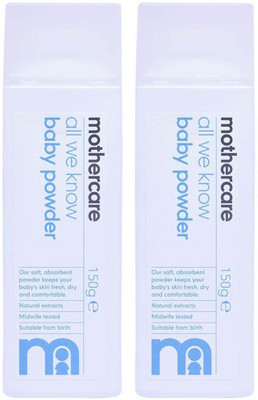 

Mothercare Mothercare All We Know Baby Powder 150g, Pack of 2 (300gm total)(150 g)