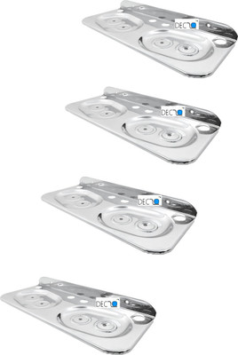 

DECZO 11 inch Set of 4 Stainless Steel 3 in 1 Soap Holder / Toothbrush Holder /Steel Shelf Stainless Steel Toothbrush Holder(Silver, Wall Mount)