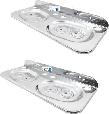 

DECZO 11 inch Set of 2 Stainless Steel 3 in 1 Soap Holder / Toothbrush Holder /Steel Shelf Stainless Steel Toothbrush Holder(Silver, Wall Mount)