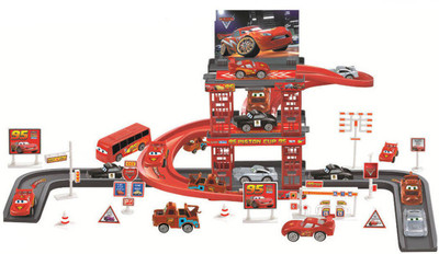 

Kiditos Mcqueen Mater Car Park Garage Racing Track Playset Toy - 41 Pcs(Multicolor)