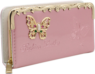 

Trendy Women Pink Artificial Leather Wallet(8 Card Slots), Baby pink