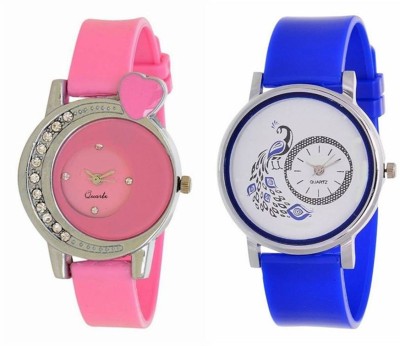 Gopal Retail Heart Pink and Blue Peacock Pu Fency Love Girl Watch Analog Watch  - For Girls   Watches  (Gopal Retail)