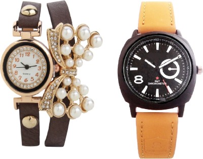 COSMIC light brown Belt Sports with butterfly pendent ladies bracelet party wear Analog Watch  - For Couple   Watches  (COSMIC)