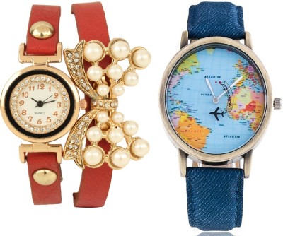 declasse world map men watch with butteryfly pandent ladies bracelet watch PARTY WEAR Analog Watch  - For Couple   Watches  (Declasse)