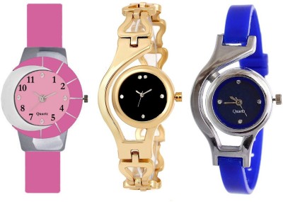 keepkart PINK-GOLDEN-BLUE Unique Combo For Young Lady And Girls Analog Watch  - For Girls   Watches  (Keepkart)