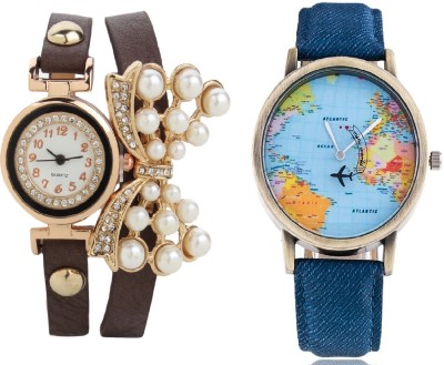 COSMIC world map men watch with butterfly pendant ladies bracelet watch party wear Analog Watch  - For Couple   Watches  (COSMIC)