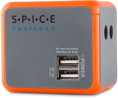 

Spice Positech Grey & Orange Universal Travel Adapter Worldwide Adaptor(Grey)