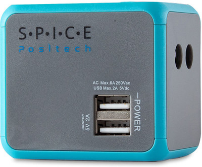 

Spice Positech Grey & Blue Universal Travel Adapter Worldwide Adaptor(Grey)