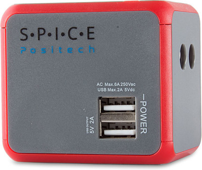 

Spice Positech Grey & Red Universal Travel Adapter Worldwide Adaptor(Grey)
